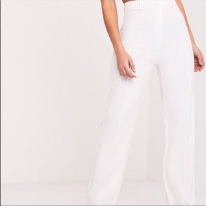 Anala Cream High Waisted Straight Leg Trouser